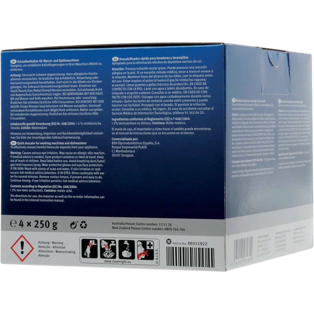 Bosch Entkalker für Waschmaschinen und Geschirrspüler 00312331 (4x250gr)