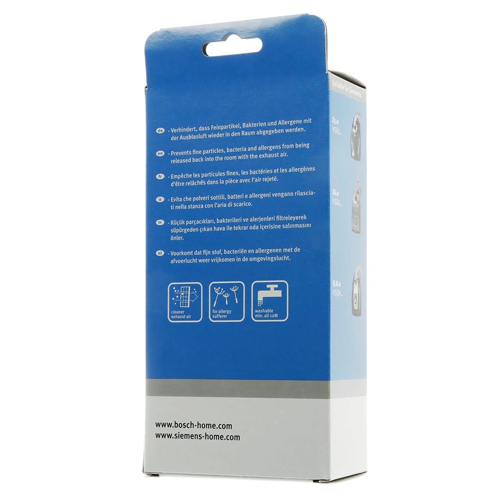 Siemens HEPA-Hygienefilter für Staubsauger BBZ154HF / VSZ5 / BSGL5