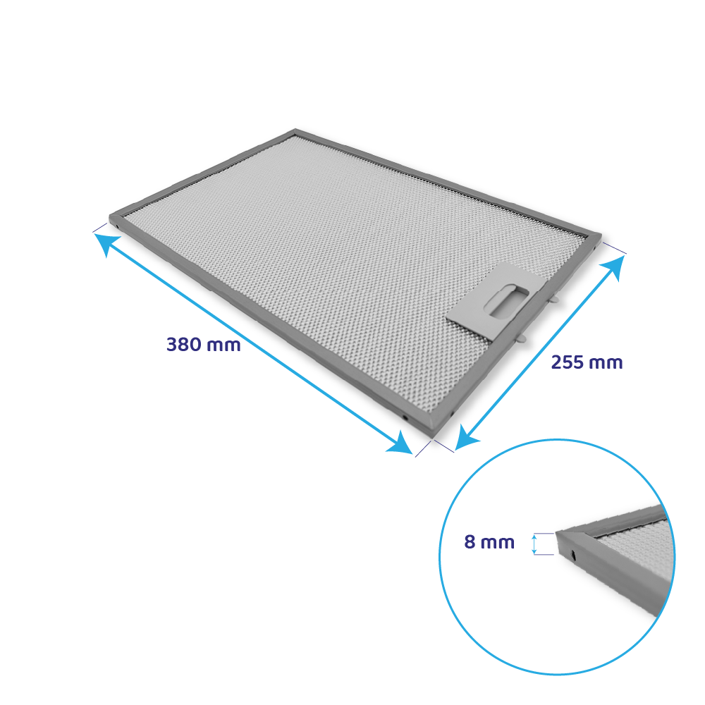Metall-Fettfilter geeignet für Ikea 380x255x8mm 480122102116