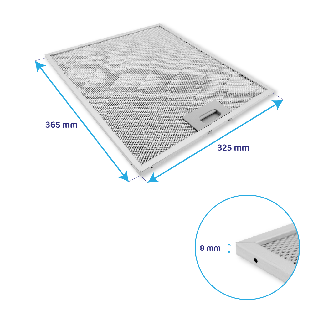 Turboair Metall-Fettfilter 365x325x8mm 50290725006