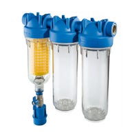 Purway HYDRA 3/4" Trio RLH 90 µm Rückspülfilter | Komplett-Set mit Filterpatrone, Ablaufset, Wandhalterung & Gehäuseschlüssel