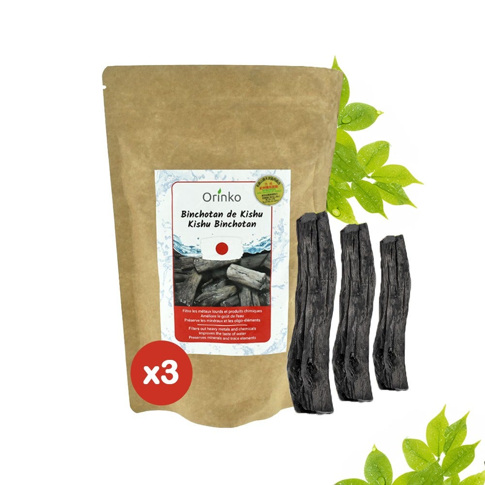 Orinko Japanische Binchotan-Aktivkohlestäbchen Wasserfilter (3St.)