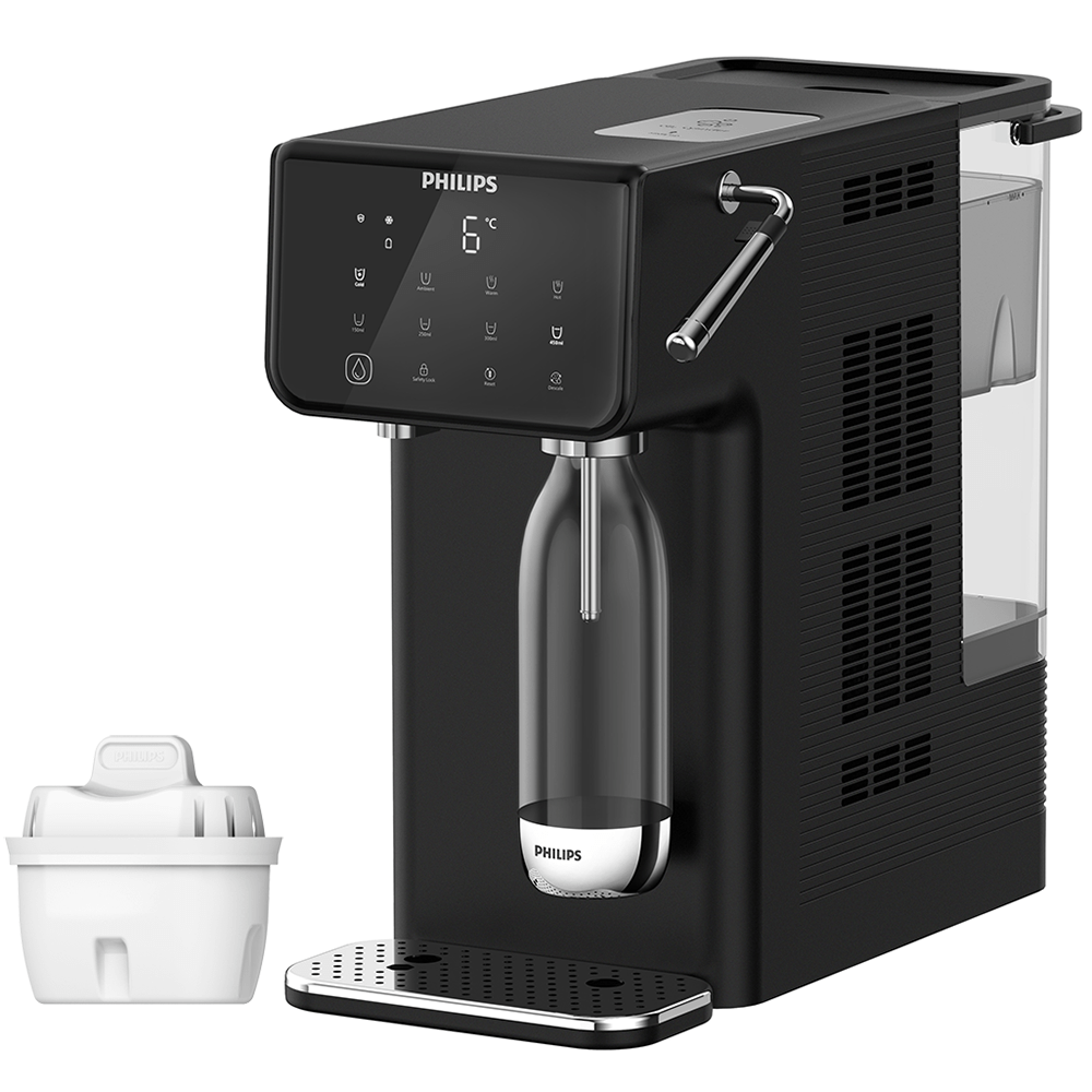 Philips All-in-One-Wasserstation heiß + kalt + sprudelnd ADD5962BK (Filter PFAS) kompatibel mit BRITA