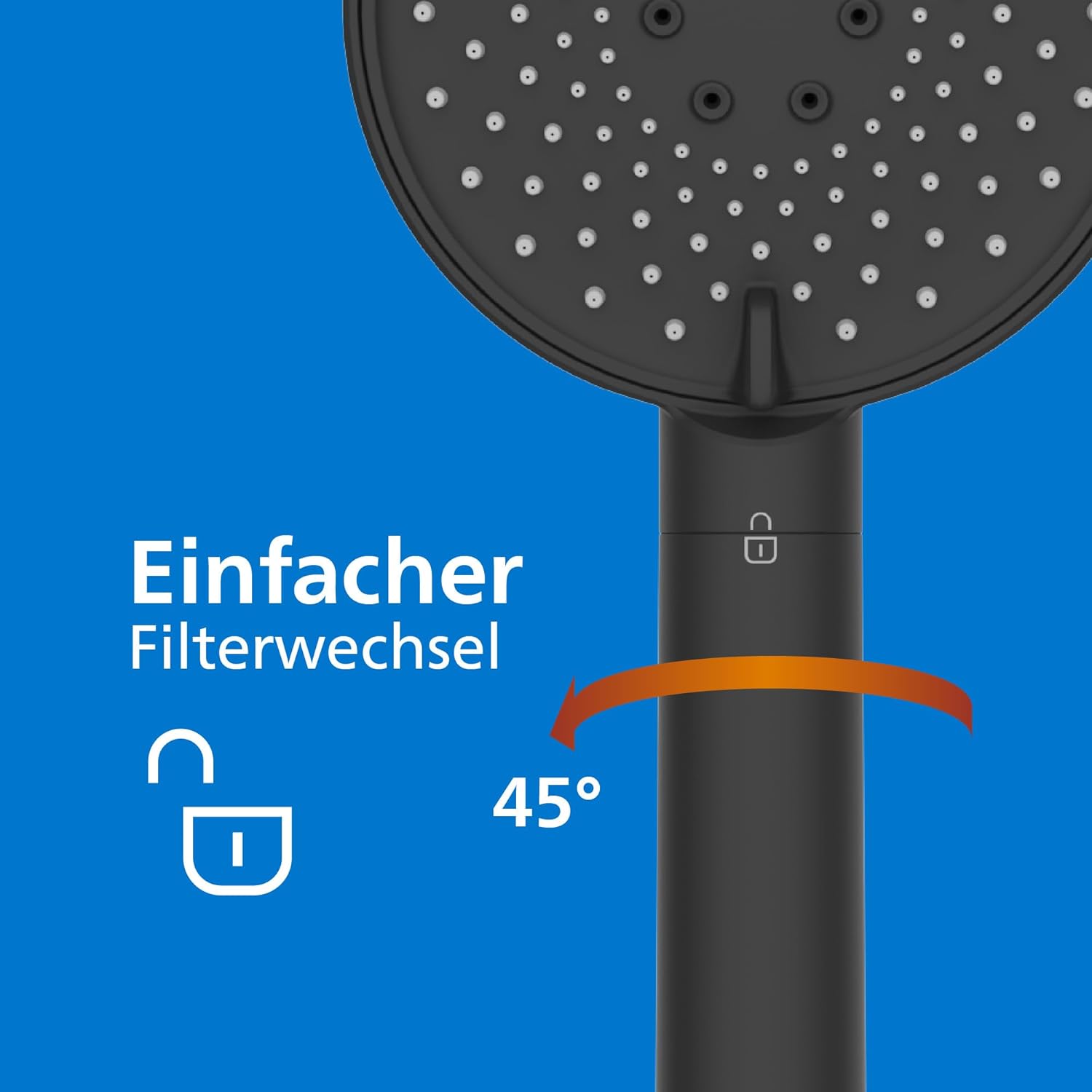 Philips Duschbrause + Ersatzfilter Schwarz (4 Stk.) ASH1516BK / ASH138