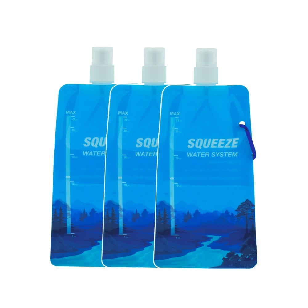 AllSpares Outdoor-Wasserfilter + Wasserflasche 0,65L Squeezable Pouch (3 St.)