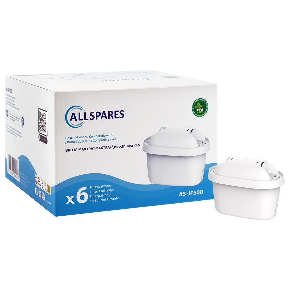 BRITA Wasserfilter Kanne 2.4L Marella + AllSpares Filterkartusche 6-Pack (filtert PFAS)
