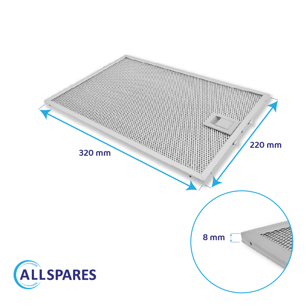 AllSpares Metall-Fettfilter 320x220mm 362380 / 00362380