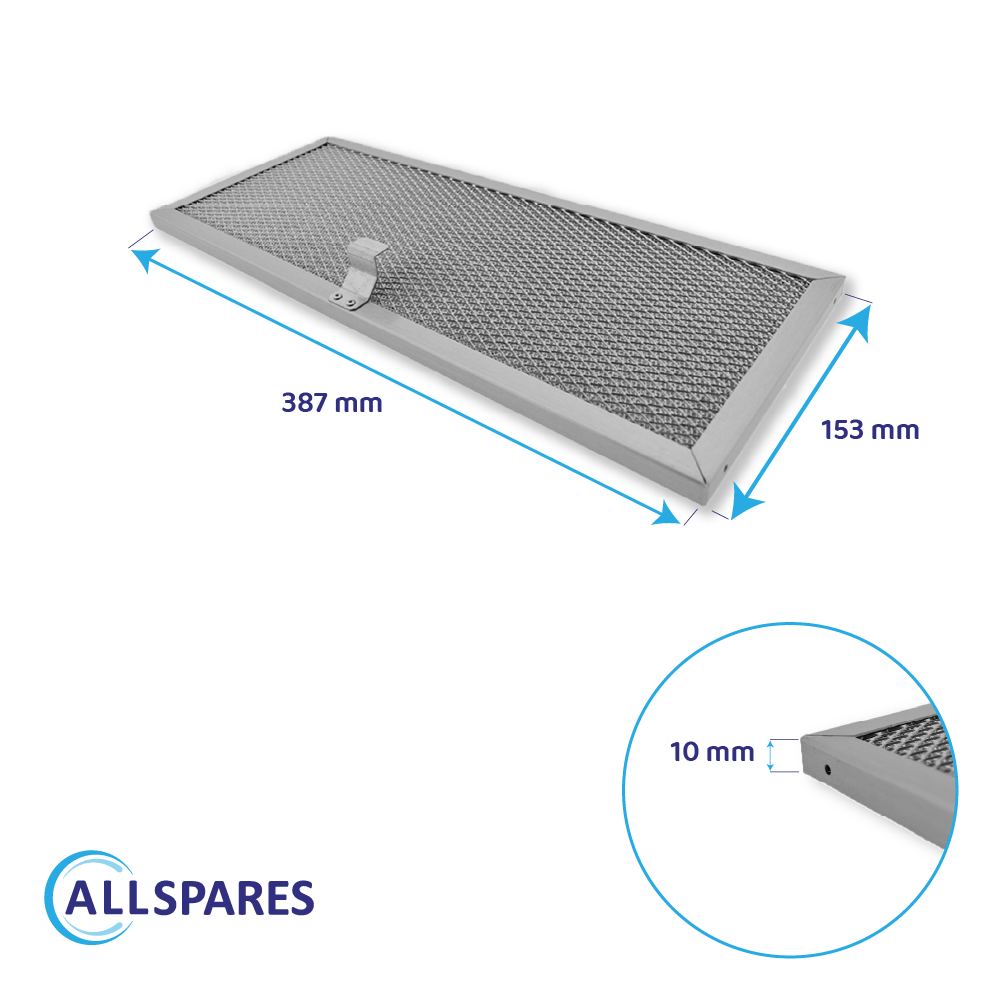 Metall-Fettfilter 387x153x10mm geeignet für Novy 563-8020A / 609014