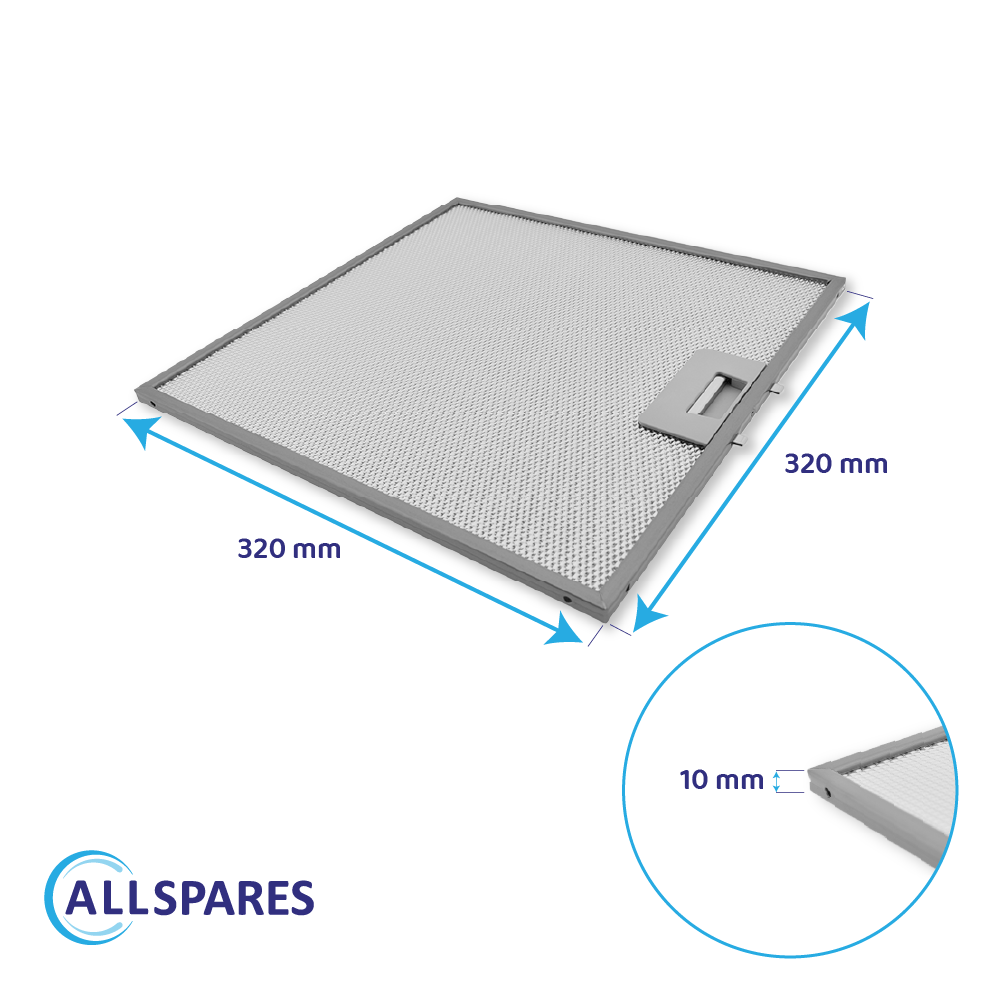 Metall-Fettfilter 320x320mm geeignet für KitchenAid 481248058144