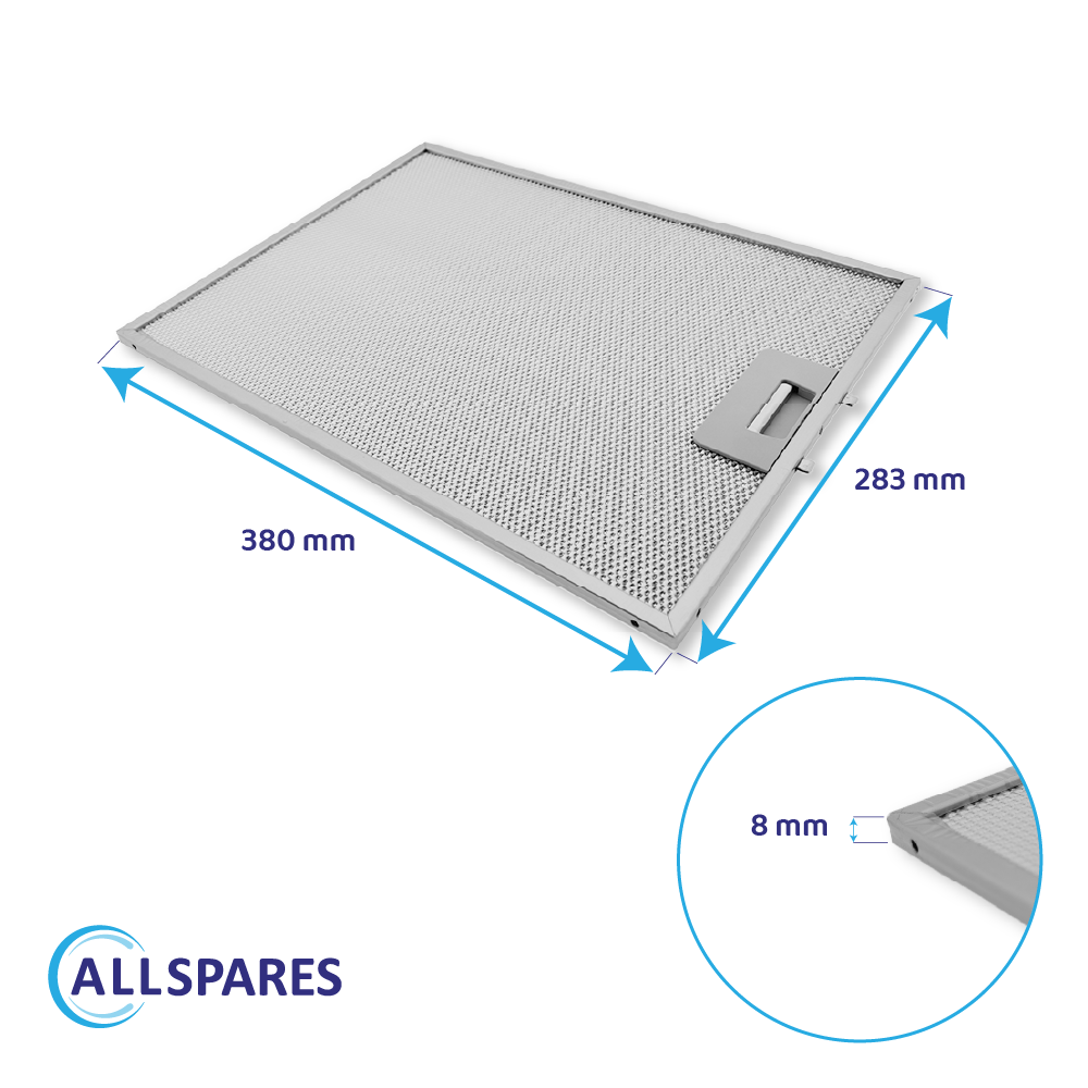 Metall-Fettfilter 380x283mm geeignet für Balay 422872 / 00422872