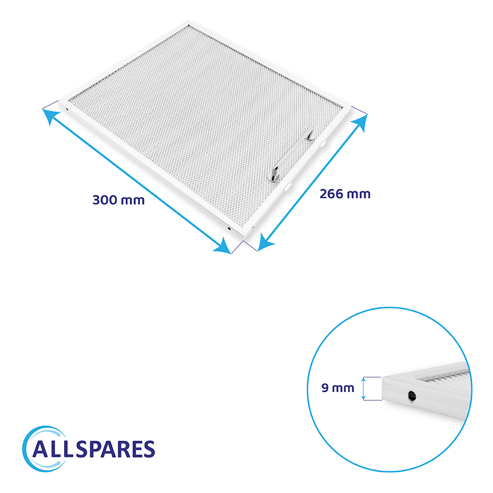 Metall-Fettfilter 300x266x9mm geeignet für Whirlpool 481948048172