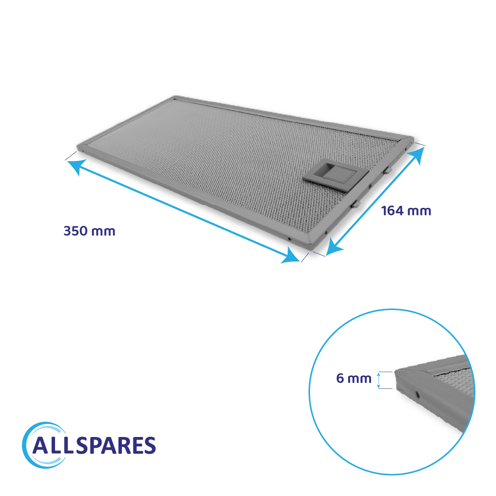 AllSpares Metall-Fettfilter 350x164mm 435204 / 00435204