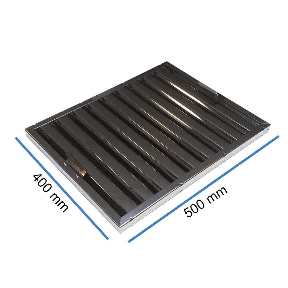Flammschutzfilter | 400x500x25mm | mit Griffen | Edelstahl | Typ B | schwarz | Gastro Abzugshaube