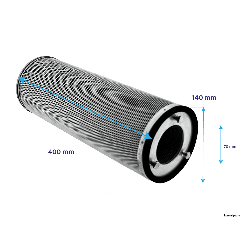 Kohlepatrone ⌀140x400mm Geruchsfilterschrank für das Gastgewerbe