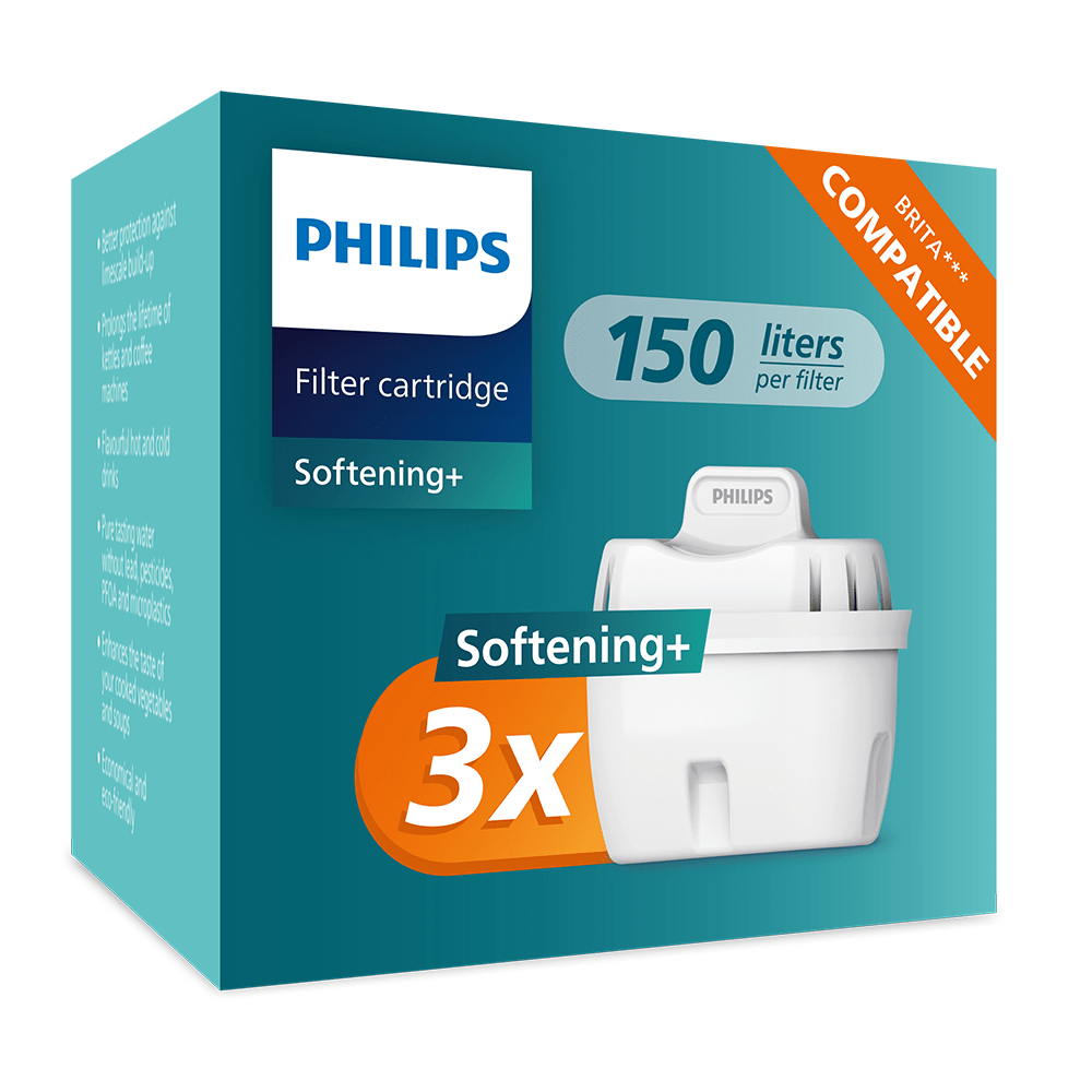 Philips Softening+ Wasserfilter 3-pack (filtert PFAS) kompatibel mit BRITA Maxtra+