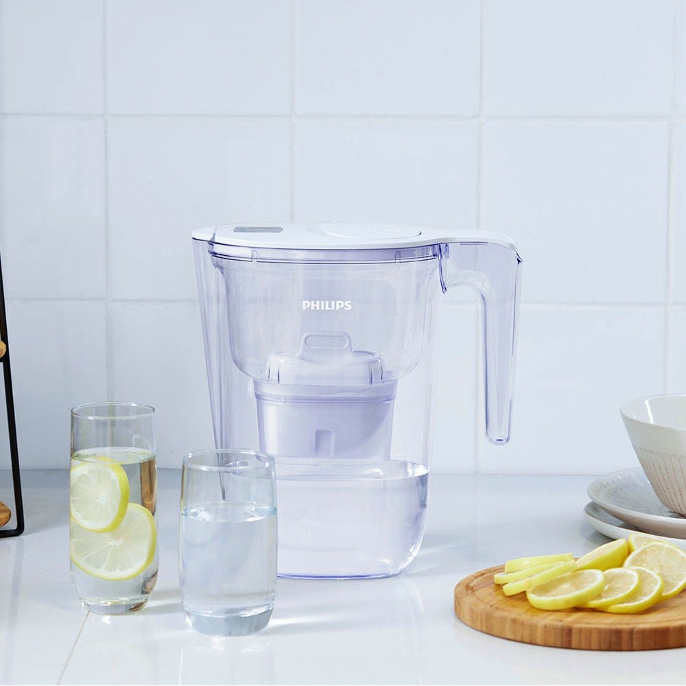 Philips Wasserfilter Kanne 2.6L + 3 Micro X-Clean Wasserfilter (filtert PFAS) AWP2933WHT3