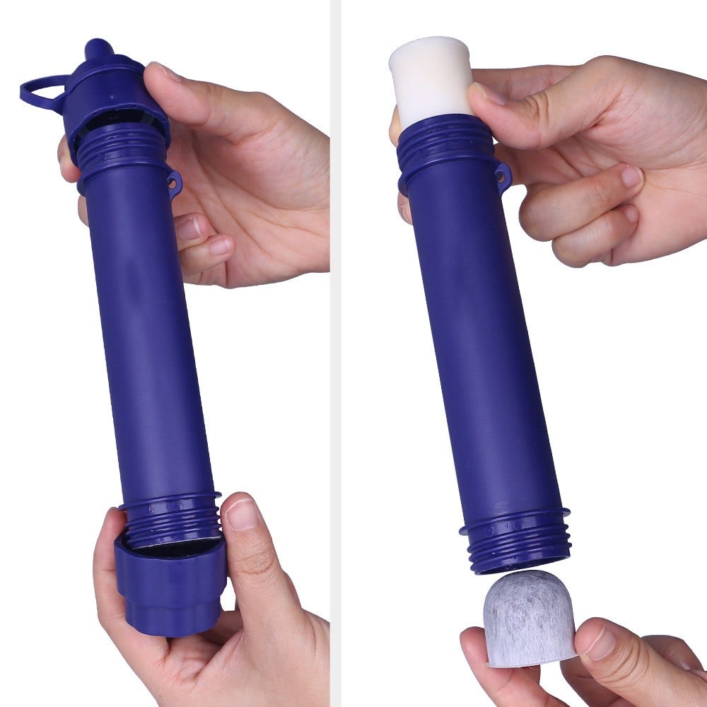AllSpares Outdoor-Wasserfilter abnehmbare 4-Stufen 0,1-Mikron tragbare Wasserfilter Camping, 5.000L Wasserreiniger Survival Ausrüstung für Wandern Camping Reisen und Notfall
