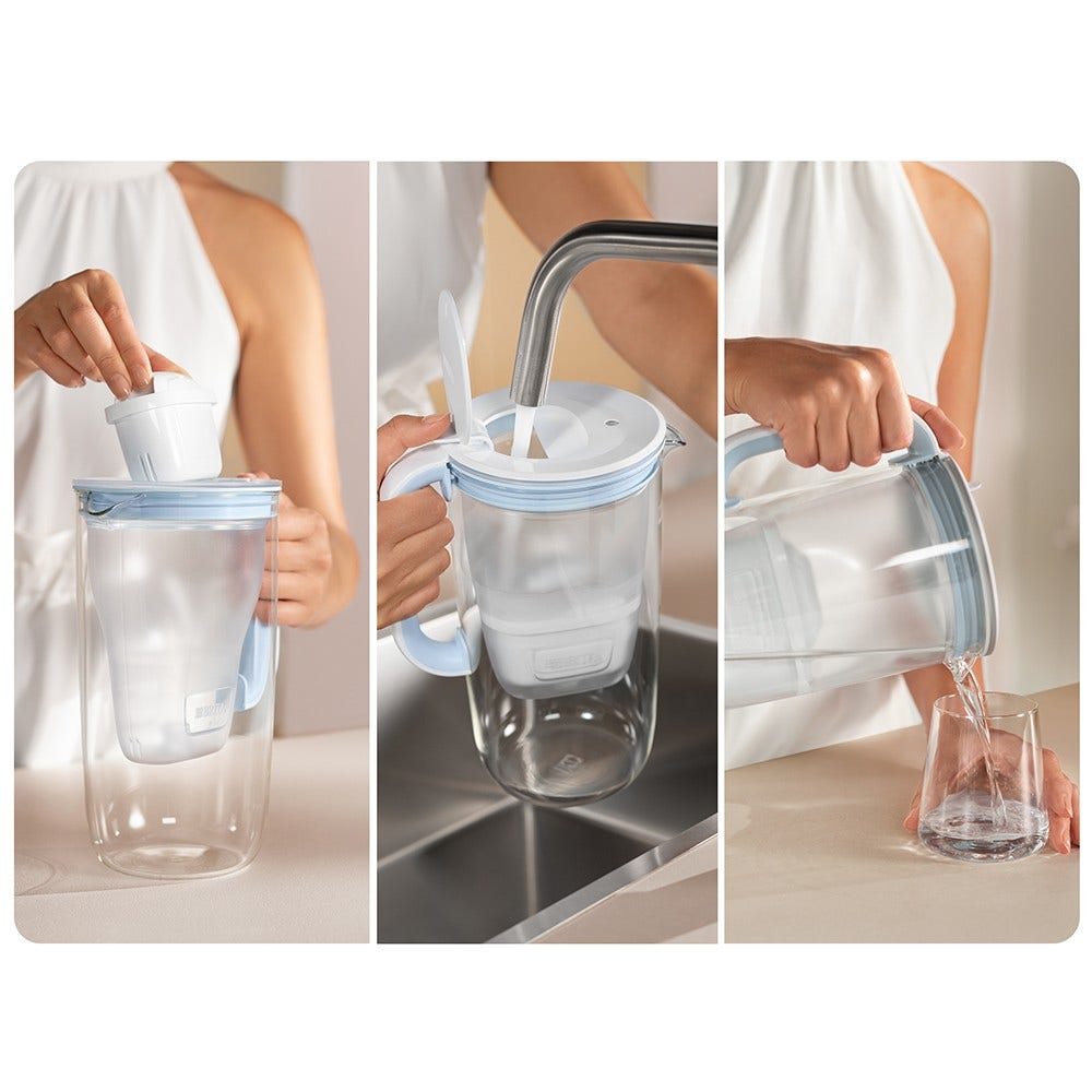 BRITA Glas-Wasserfilterkanne 2.5L + 7 MAXTRA PRO Wasserfilter (filtert PFAS)