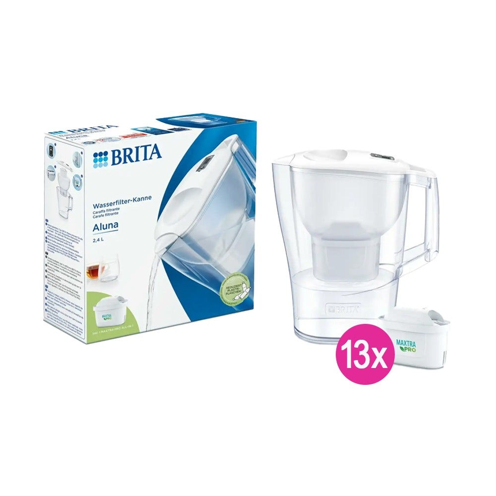 BRITA Aluna Wasserfilter Kanne + 13 MAXTRA PRO Wasserfilter (filtert PFAS)