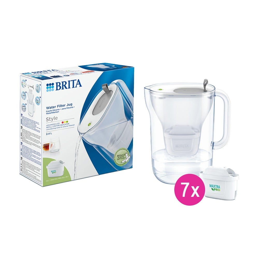 BRITA Style Wasserfilter Kanne + 7 MAXTRA PRO Wasserfilter (filtert PFAS)