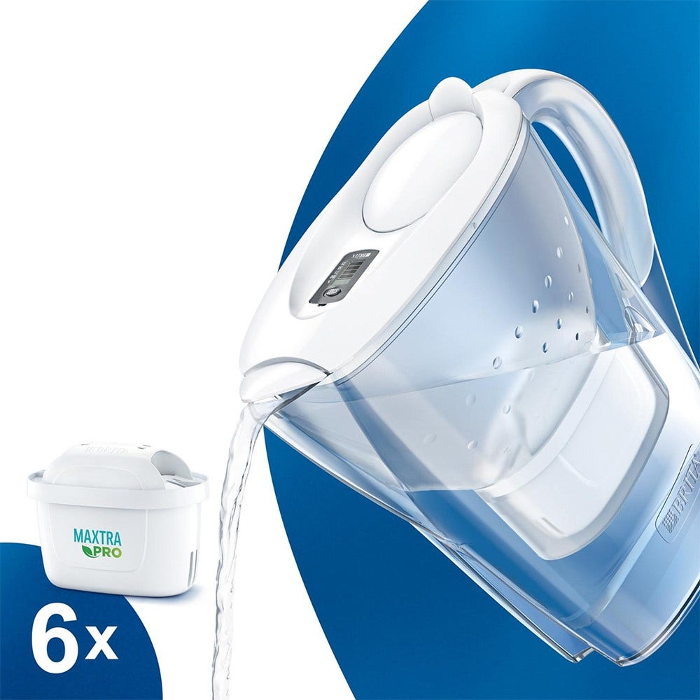 BRITA Marella Wasserfilter Kanne 2.4L + 6 MAXTRA PRO Filterkartuschen 1051132 (filtert PFAS)
