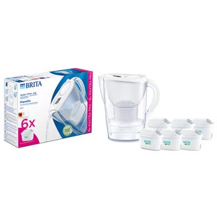 BRITA Marella Wasserfilter Kanne + 6 MAXTRA PRO Filterkartuschen 1051132 (filtert PFAS)