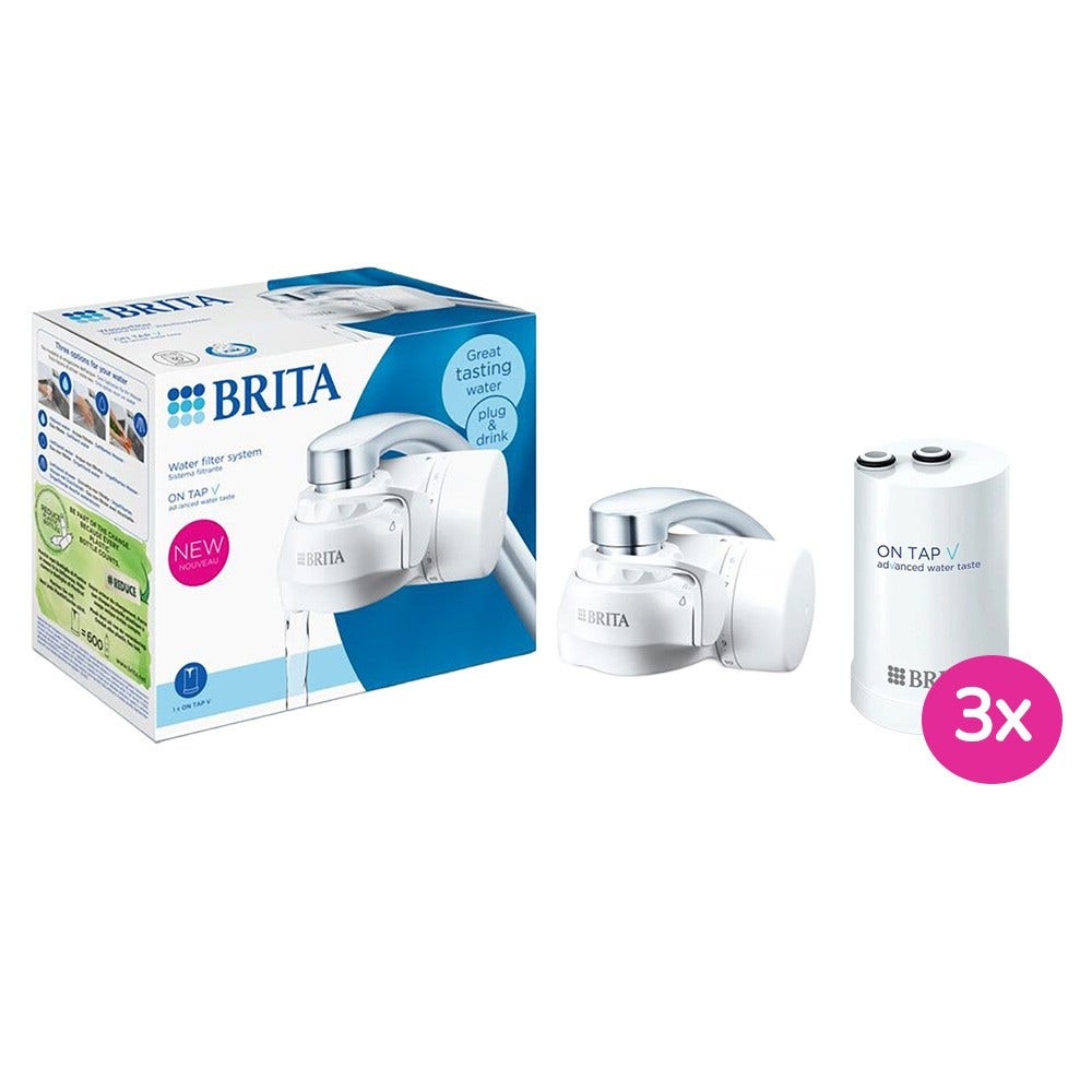 BRITA ON TAP V Wasserfiltersystem >60 Mikron + 3x Wasserfilterpatrone