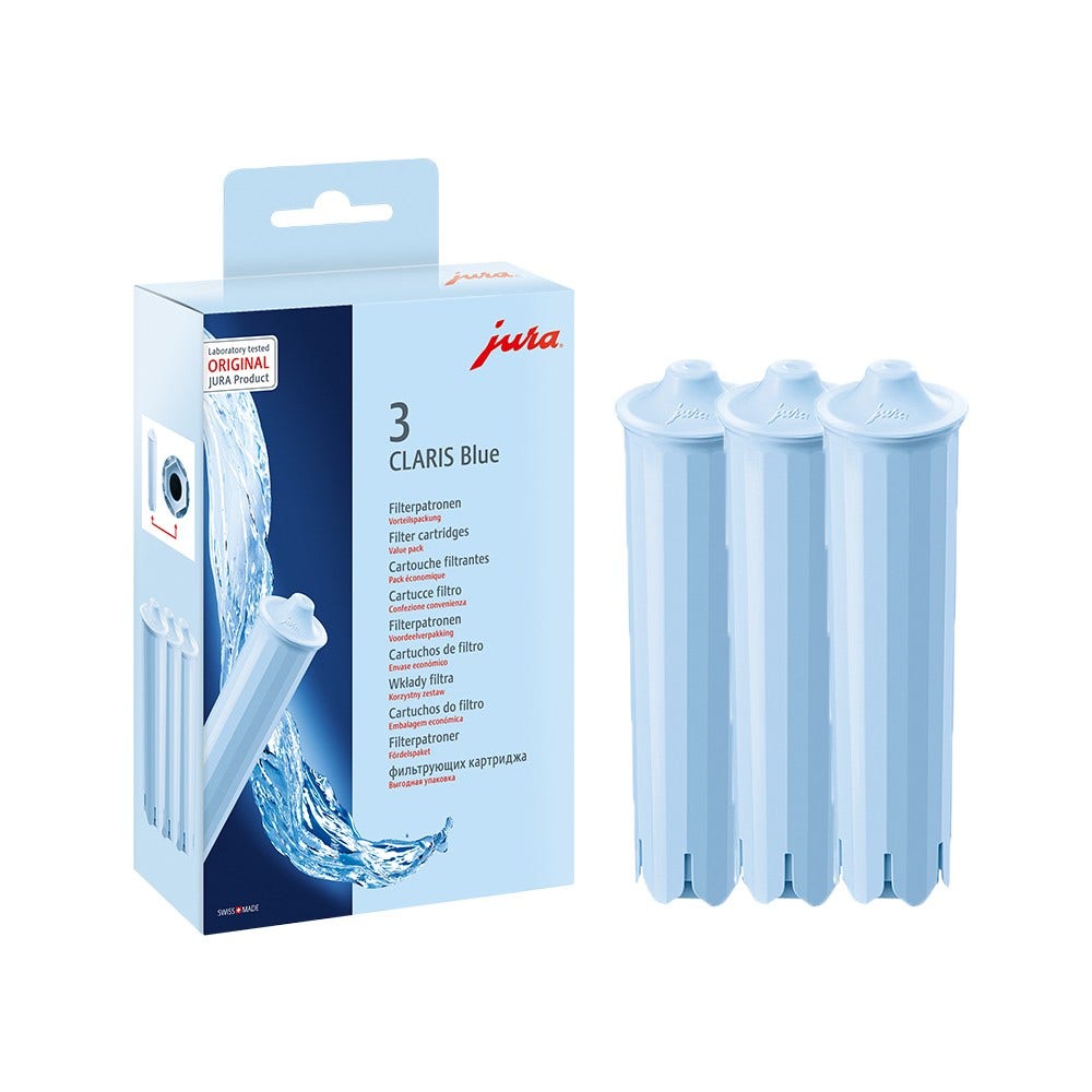 Jura Claris Blue Filterpatrone 3-Pack geeignet für alle Jura Vollautomaten | E8, J8, Z10, E6, ENA 8, Giga 10