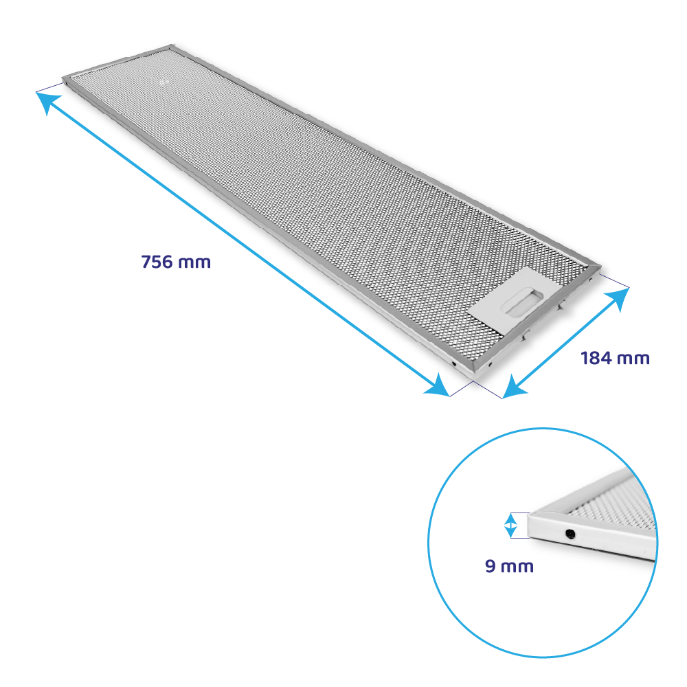 Metall-Fettfilter 756x184mm geeignet für Samsung DG81-02611A