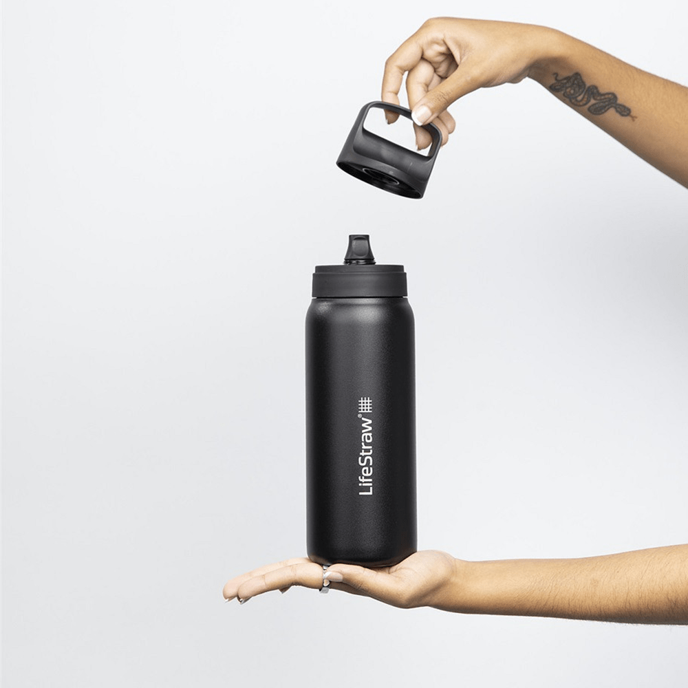 LifeStraw Go 2.0 Series Edelstahl-Trinkflasche Schwarz (1000 ml)