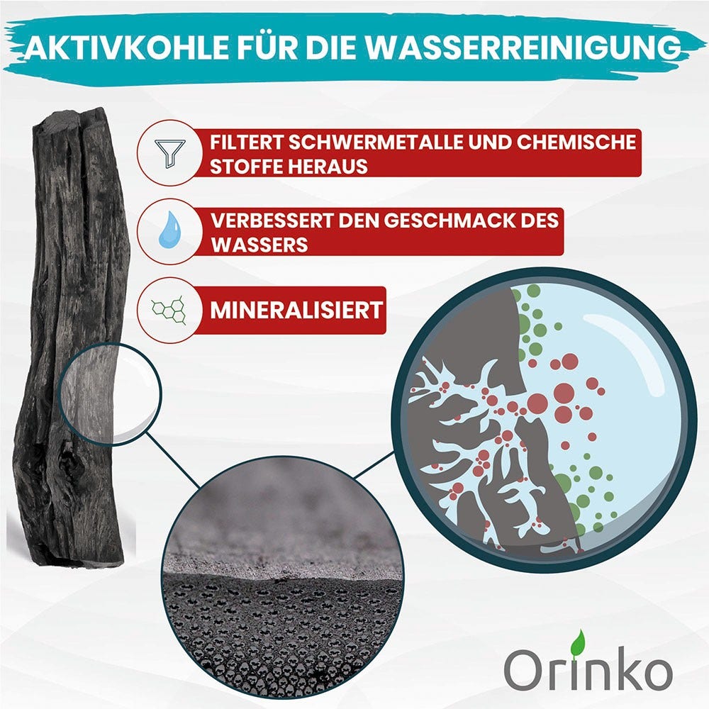 Orinko Japanische Binchotan-Aktivkohlestäbchen Wasserfilter (5St.)