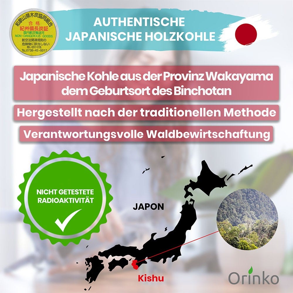 Orinko Japanische Binchotan-Aktivkohlestäbchen Wasserfilter (5St.)