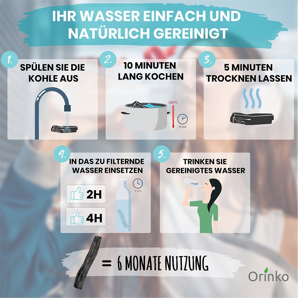 Orinko Japanische Binchotan-Aktivkohlestäbchen Wasserfilter (5St.)