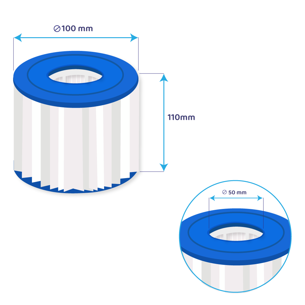 Darlly Whirlpool Filterkartusche SC828, 40025, C-4313, Intex Type D (2St.)