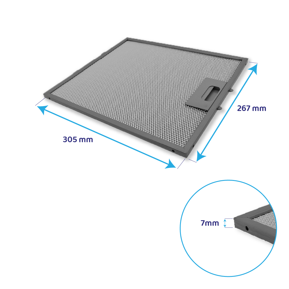 Metall-Fettfilter 305x267mm geeignet für Blaupunkt GRI0009219A / AFG60-90A