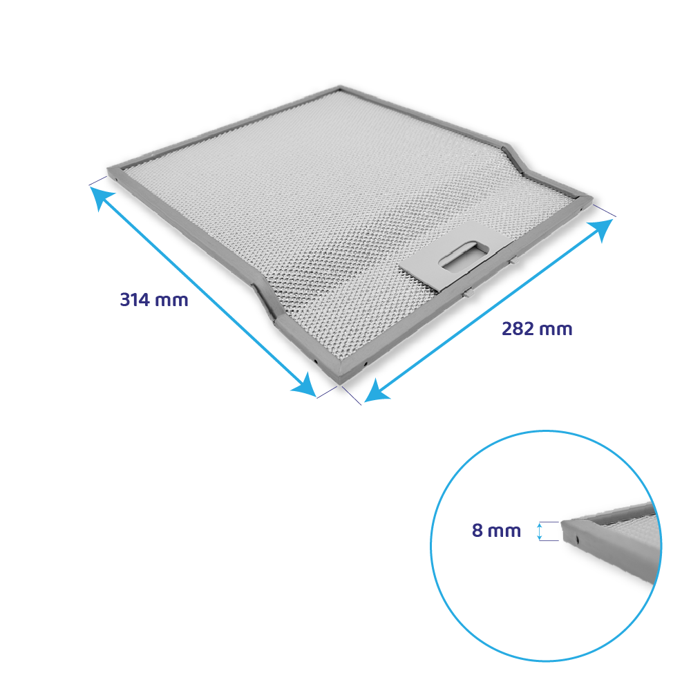 Rosières Metall-Fettfilter 314x283x9mm 49023414