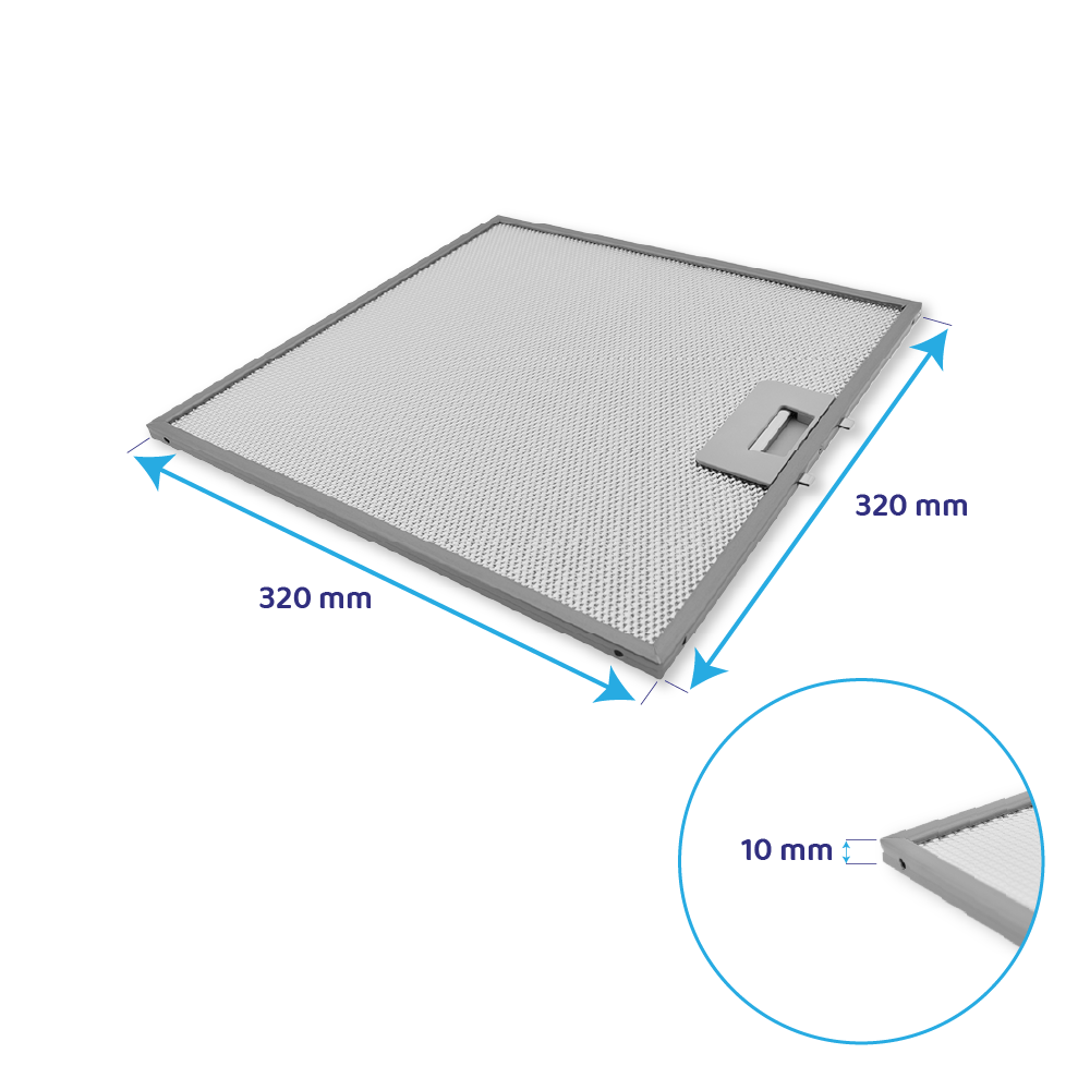 Metall-Fettfilter geeignet für Ikea 320x320x10mm 481248058144
